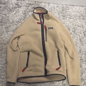 Patagonia Retro Pile Fleece Jacket Oatmeal White Men’s Medium Full Zip